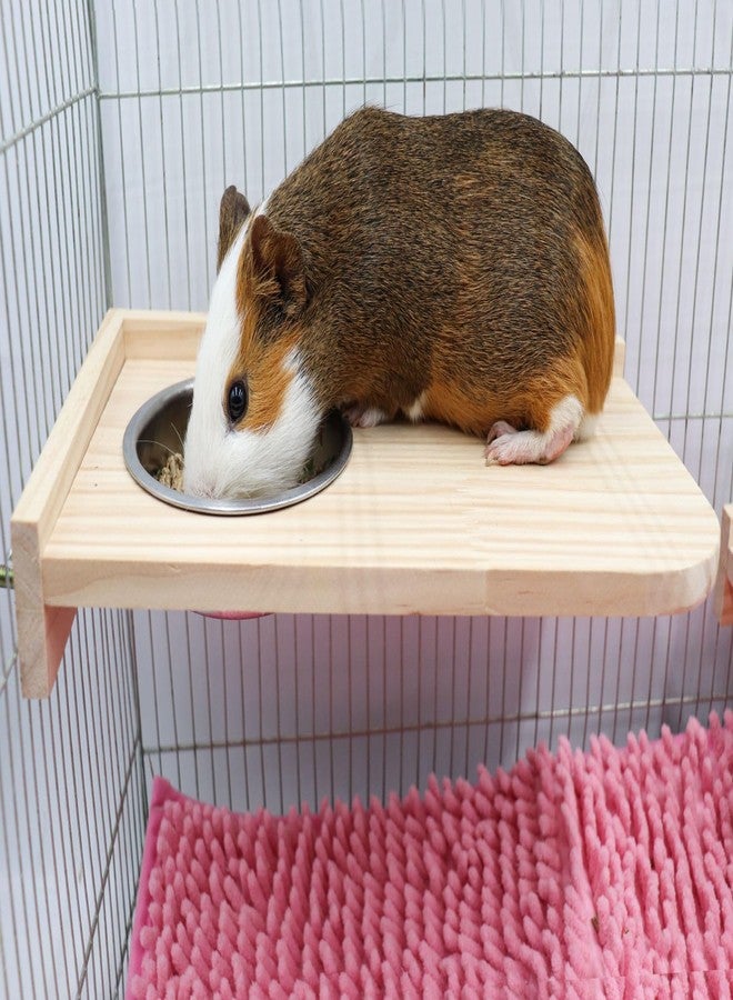 Neeenn Chinchilla Wooden Platform Set with Feeding Bowl, Wooden Guinea Pig Cage Platform, Small Animals Perch Stand Board, Cage Accessories for Hamster Rats Squirrel Gerbil Birds Parrots Parakeets Guinea Pig - Image 4